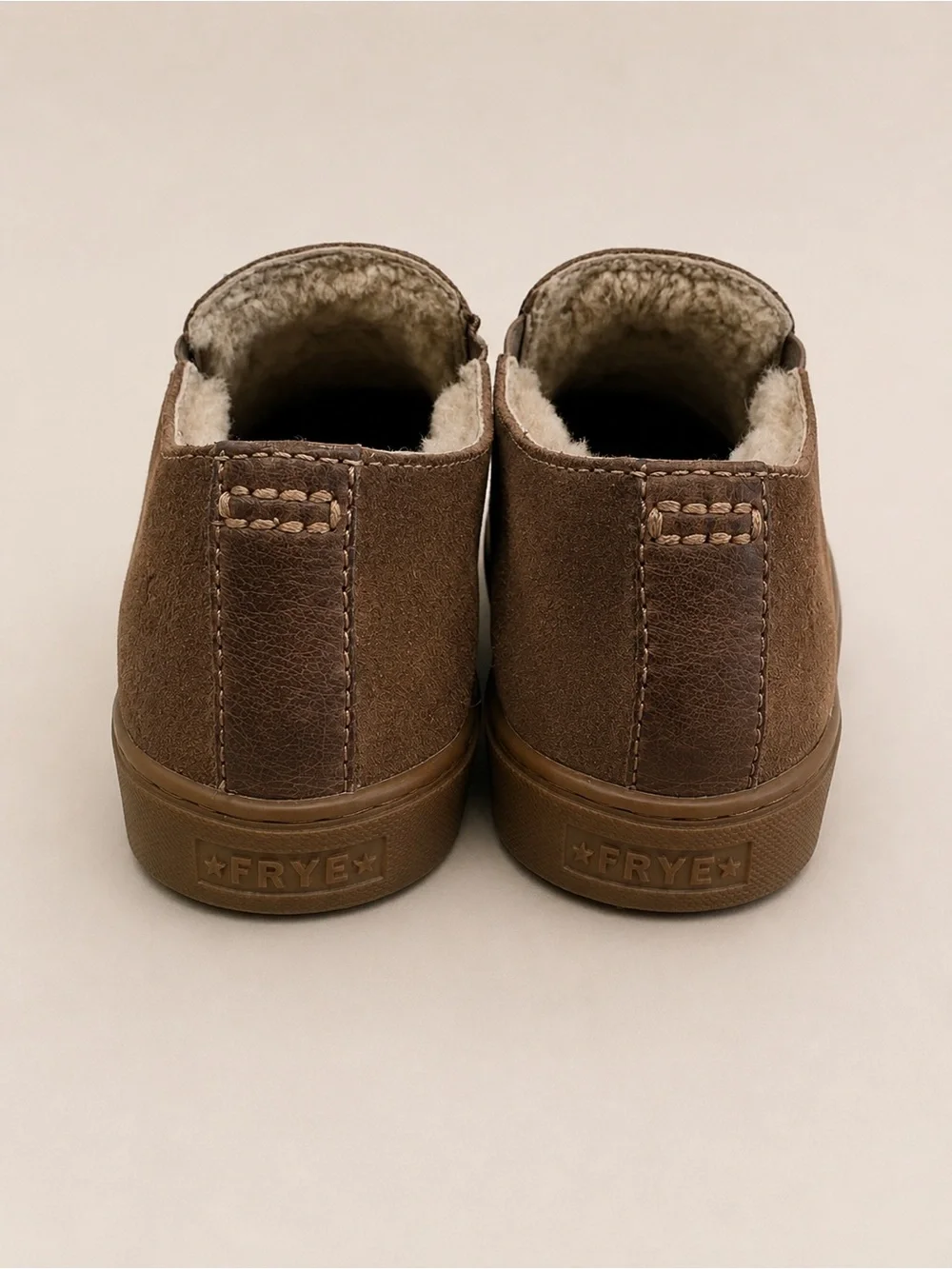 FRYE Brown Suede Shearling Fleece Lined Slip On Sneakers Shoes Size 7.5